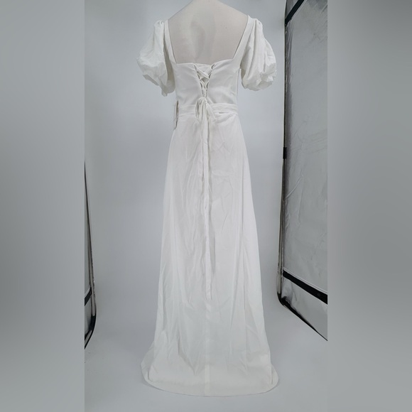 NWT Witness of Love Women Sz 10White Puff Sleeve with Front Slit Wedding Dress - Picture 6 of 9